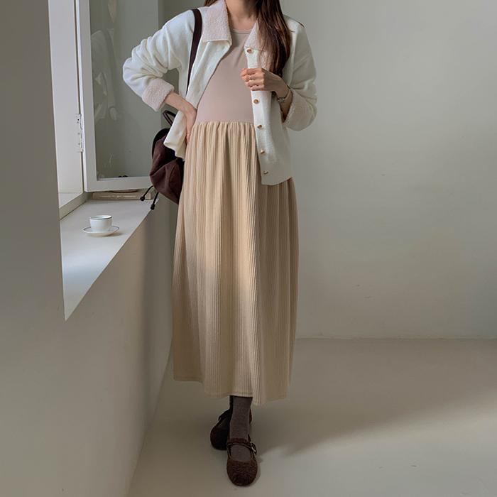 임부복*안기모 도톰골덴 레이어드원피스