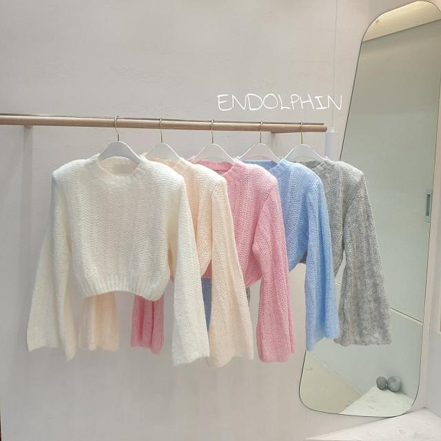 구름 모헤어 크롭니트