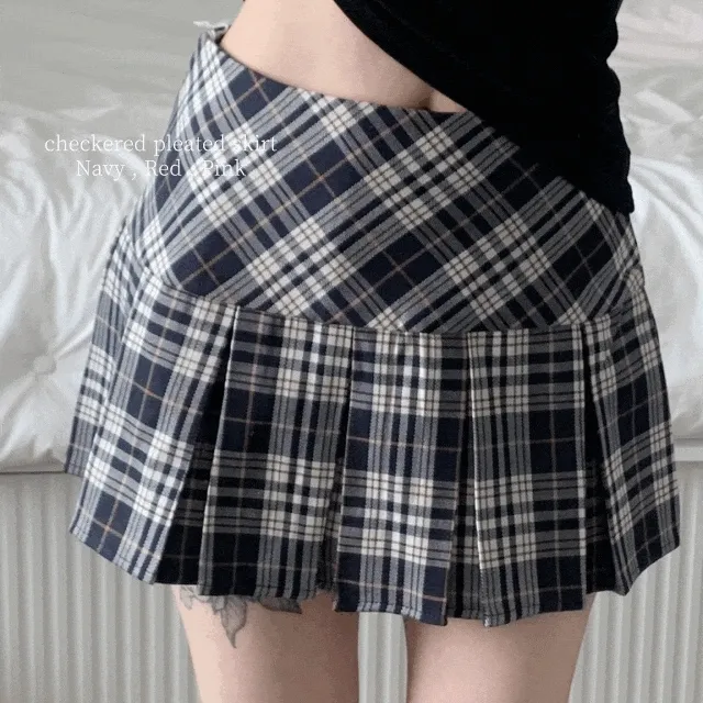 문의폭주/하이틴/긱시크* 체크 플리츠 미니 스커트