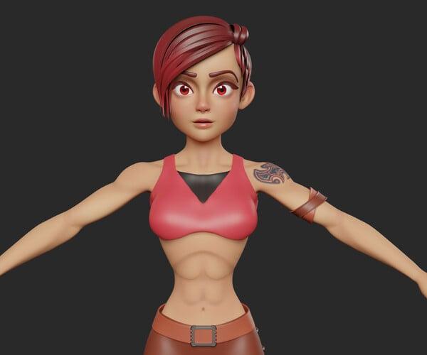 ArtStation - Stylized Character Girl - Rinna - Blender 3d Model | Resources