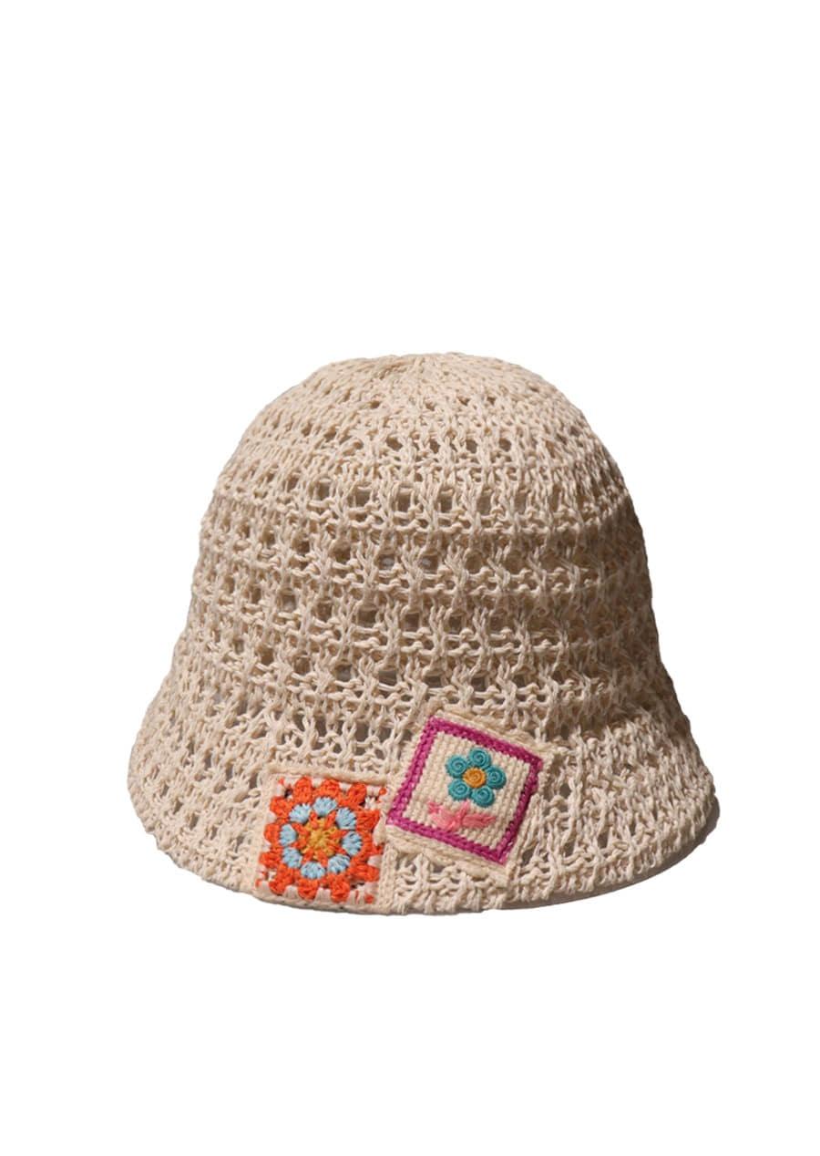FLOWER NET IVORY BUCKET HAT
