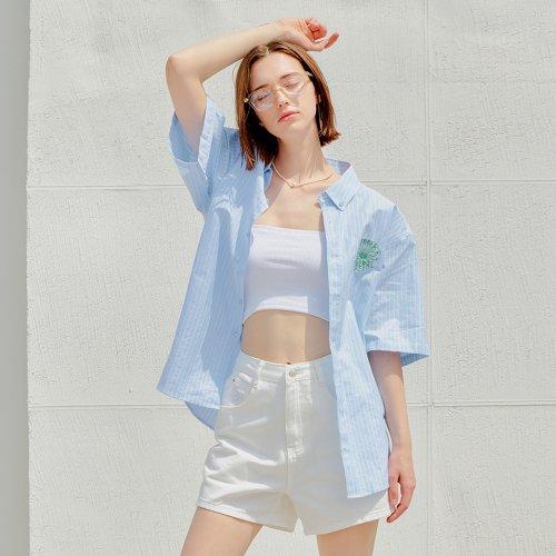 지니아 스트라이프 반팔 셔츠 [BLUE] / S22D04004