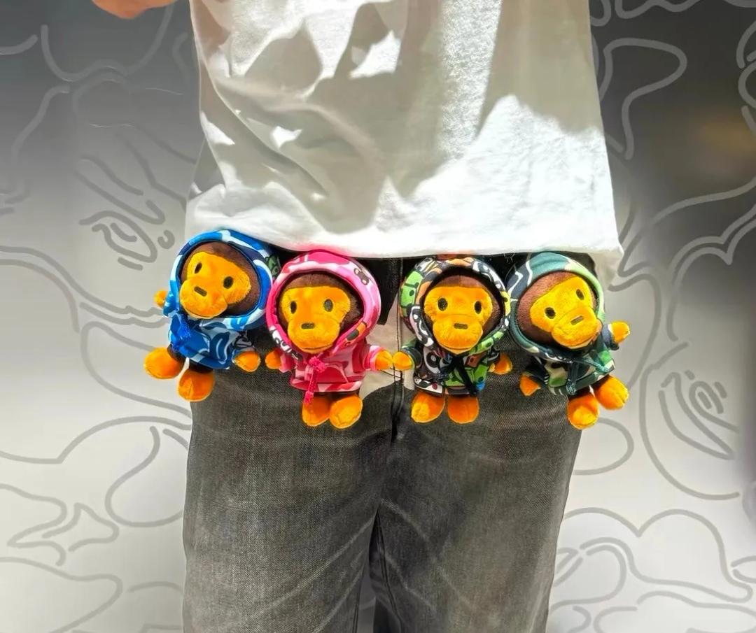 베이프 베이비 마일로 카모플라주지 후드티 캐릭터 원숭이 인형 키링 4435XXP