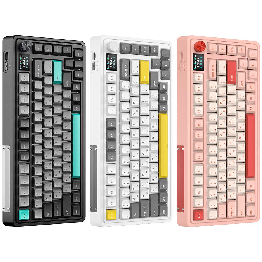 FL ESPORTS CMK75 화이트 그레이 FL 아이스핑크 유무선 LCD 핫스왑 풀윤활 RGB 기계식 키보드