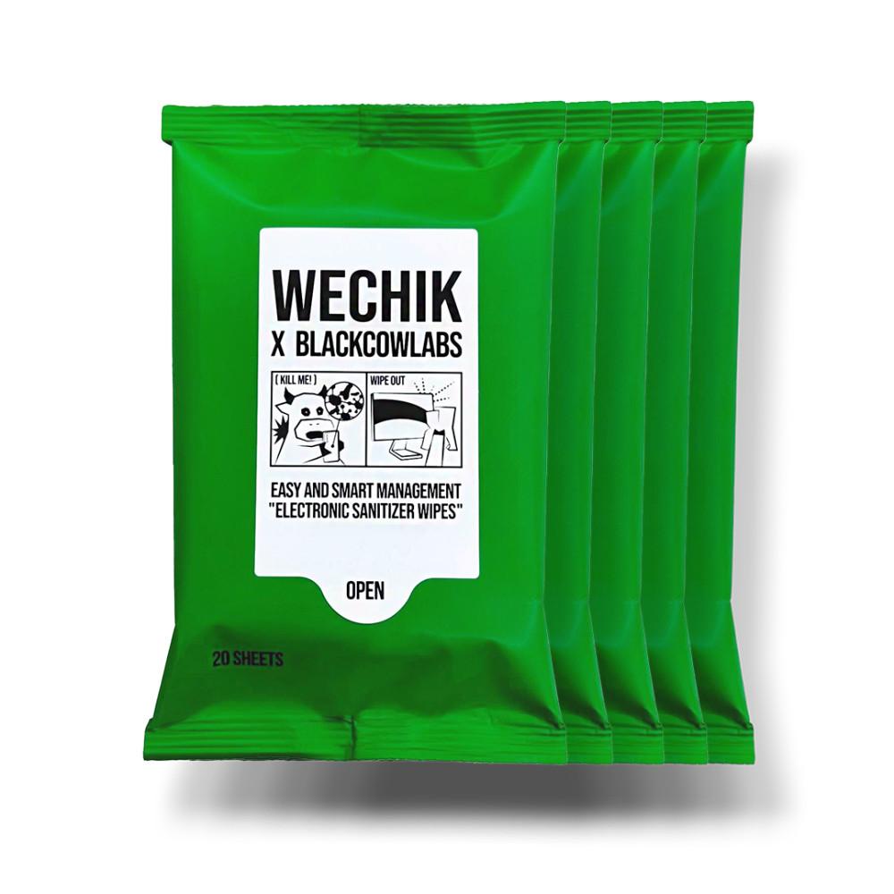 잇섭 블랙카우랩스X위칙 전자제품 살균 소독 티슈 휴대용 미니블랙 세트 (20매X4+1개)