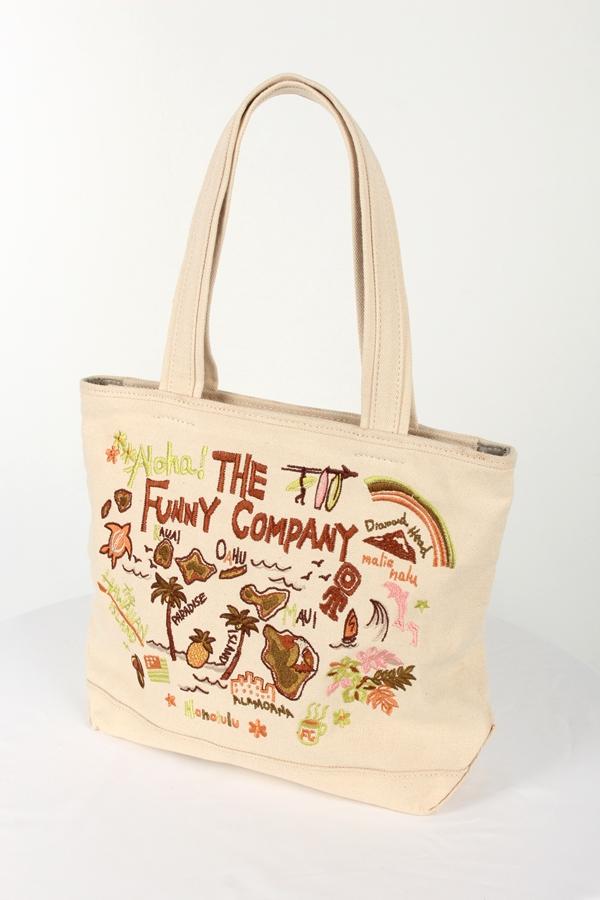 하와이안 자수 지퍼 에코백