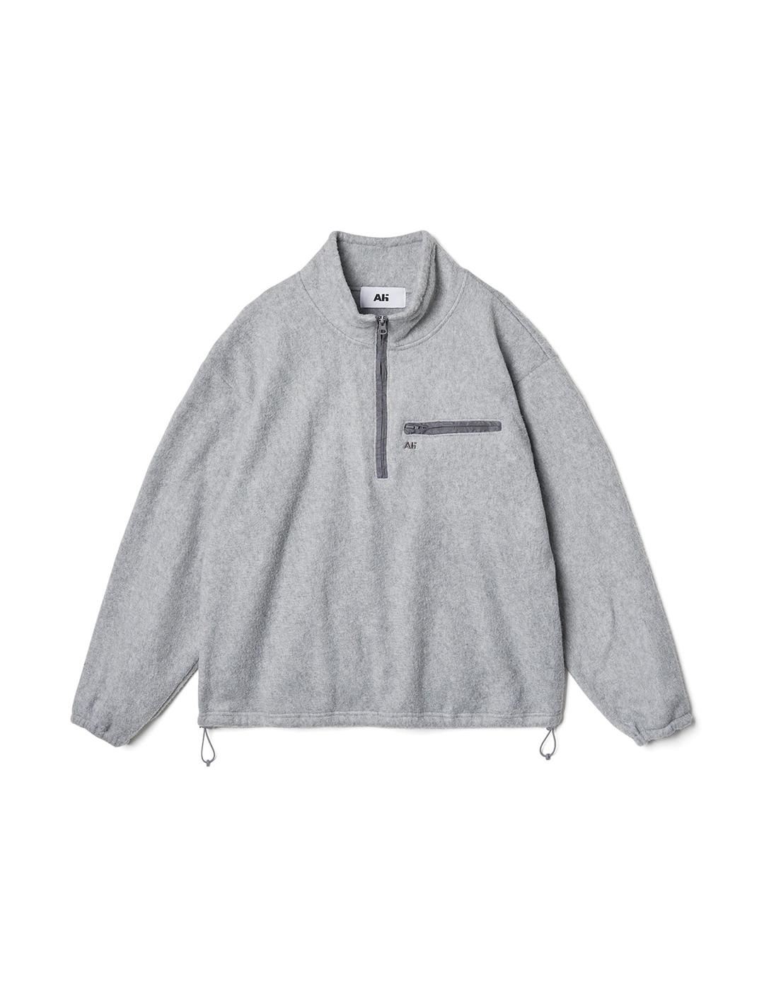 High-neck Fleece Sweatshirt Grey