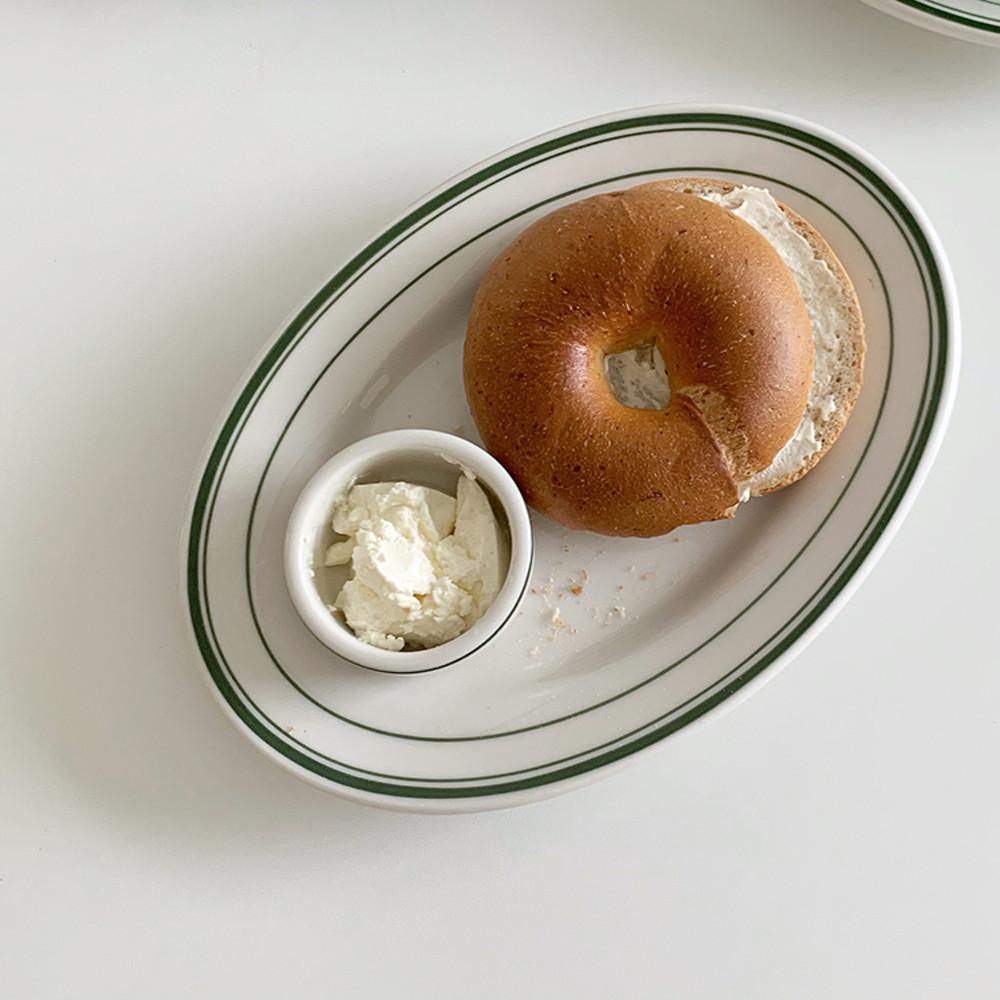 턱스톤 그린베이 도자기 오발 플레이트 원형 접시 그릇