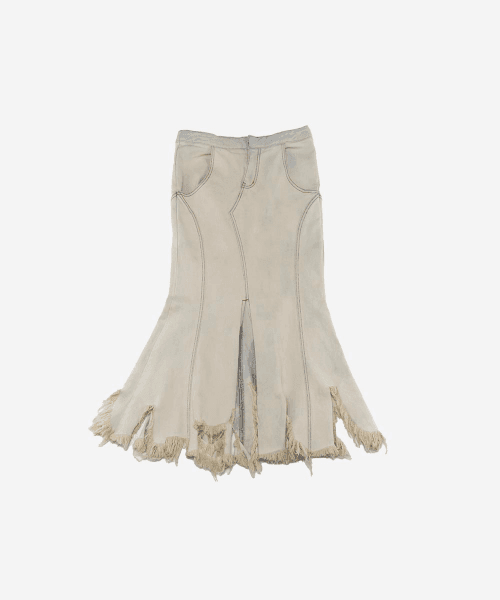 Iced Denim Damaged Skirt