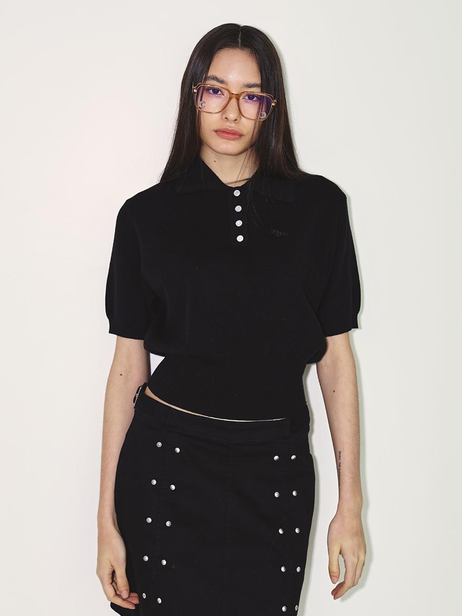 BASIC KNITTED POLO SHIRT BLACK