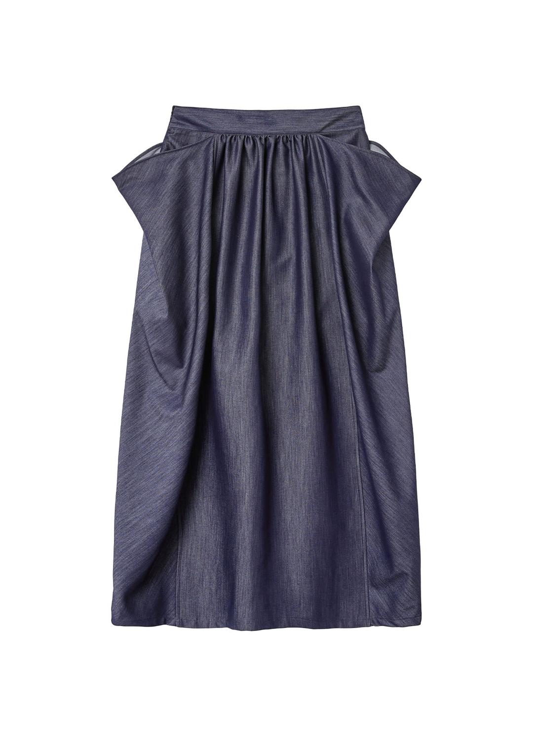 볼륨 맥시 스커트 - 데님