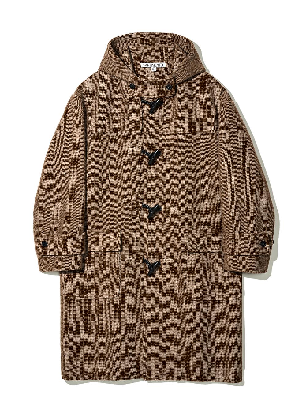 Herringbone Wool Duffle Long Coat