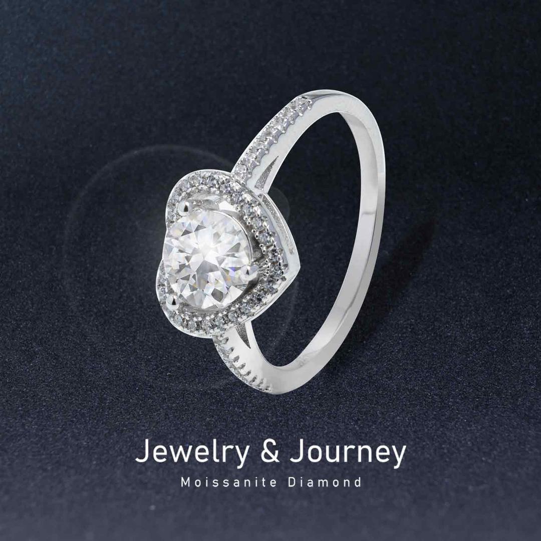 모이사나이트 실버925 헤일로 러브 하트 반지 JRM005