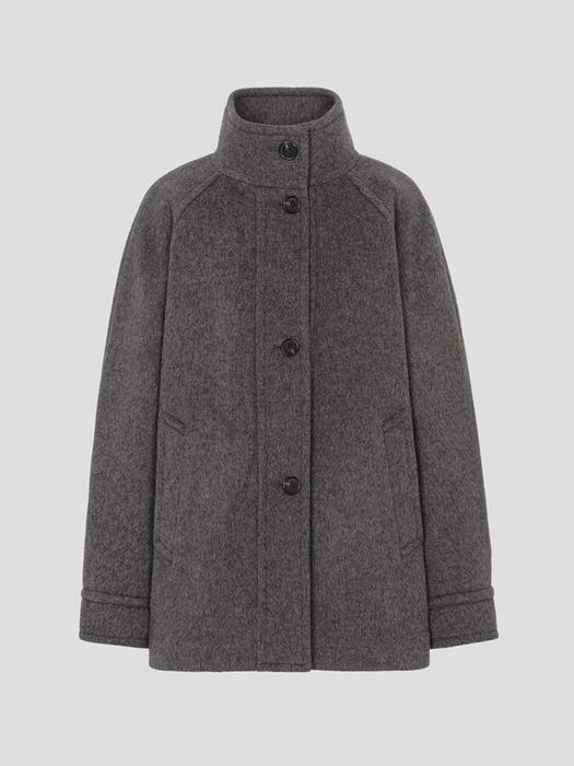 Volume Sleeve High Neck Coat  Brown (KE5X30M08D)