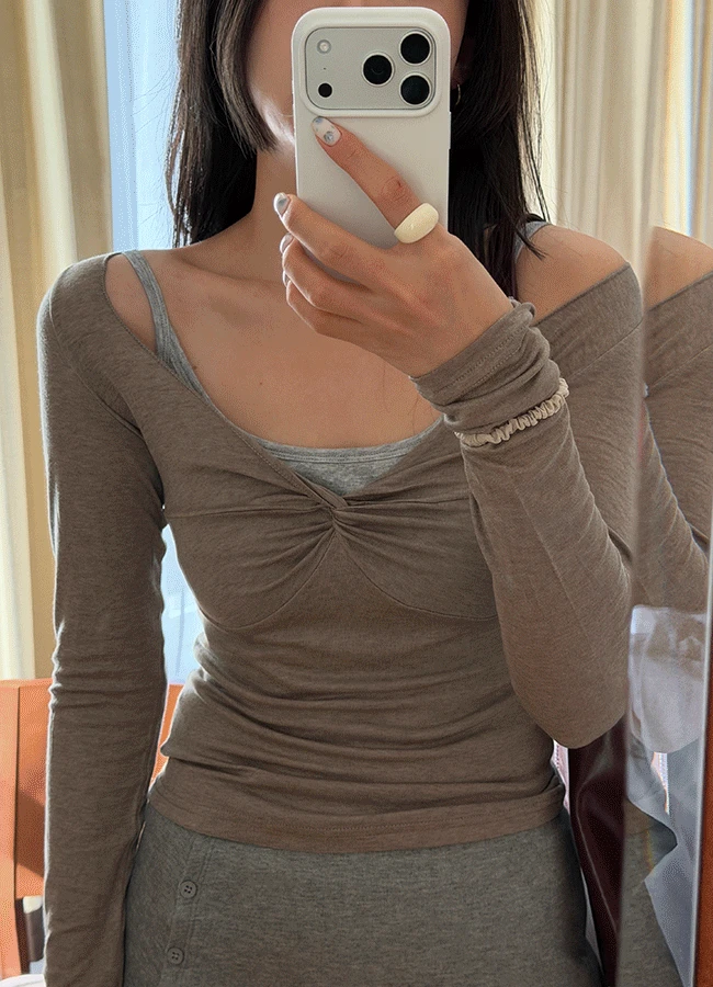 [Spring🎀/쉐입핏] Ballet twisted top (3color)