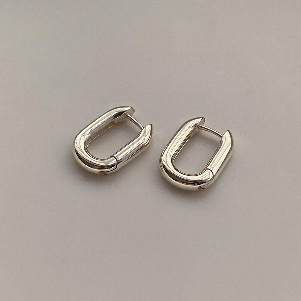 14K 타원 원터치 링 귀걸이 (실버925)