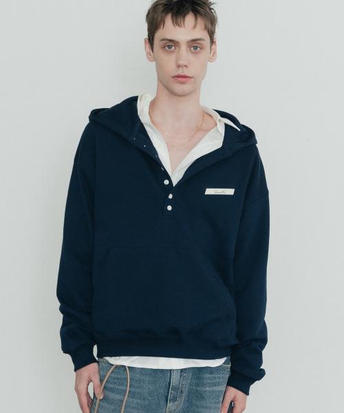 테일러 코튼 스웻 후드 티셔츠 네이비