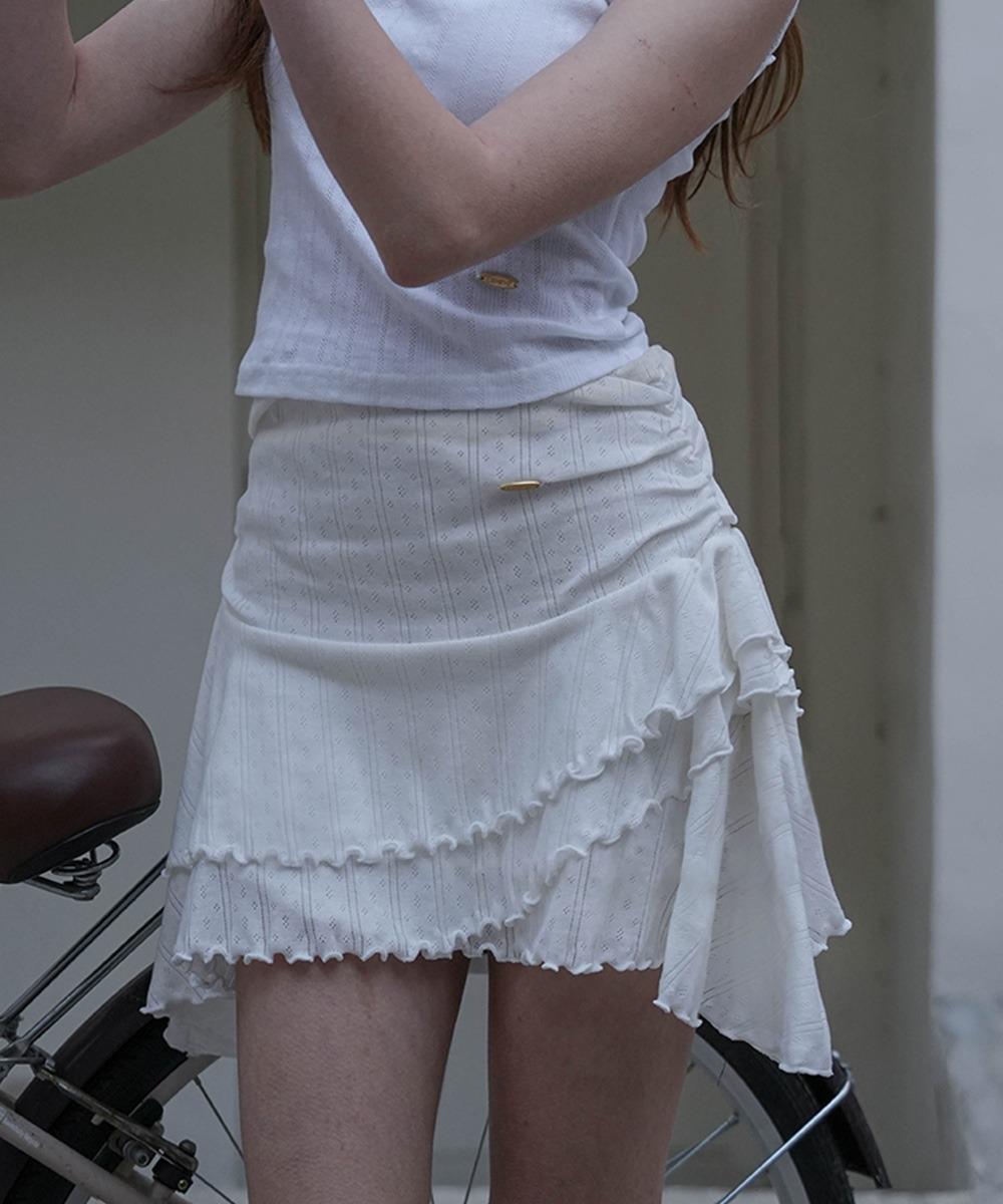 Shirring Wave Skirt [Ivory]