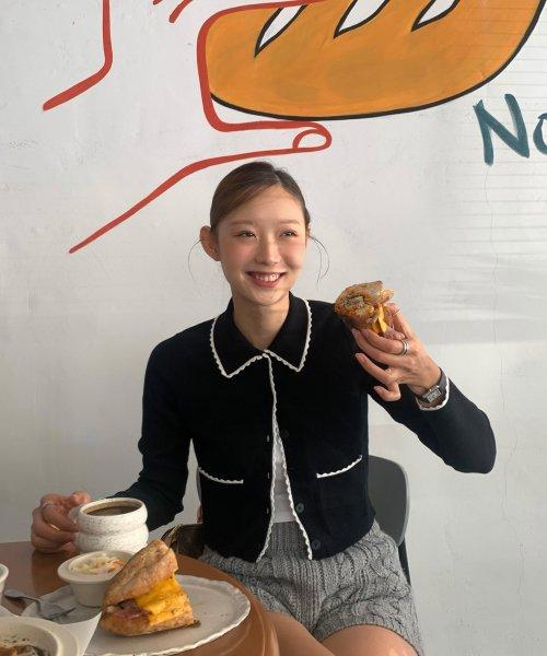 프릴 패턴 가디건 (블랙)