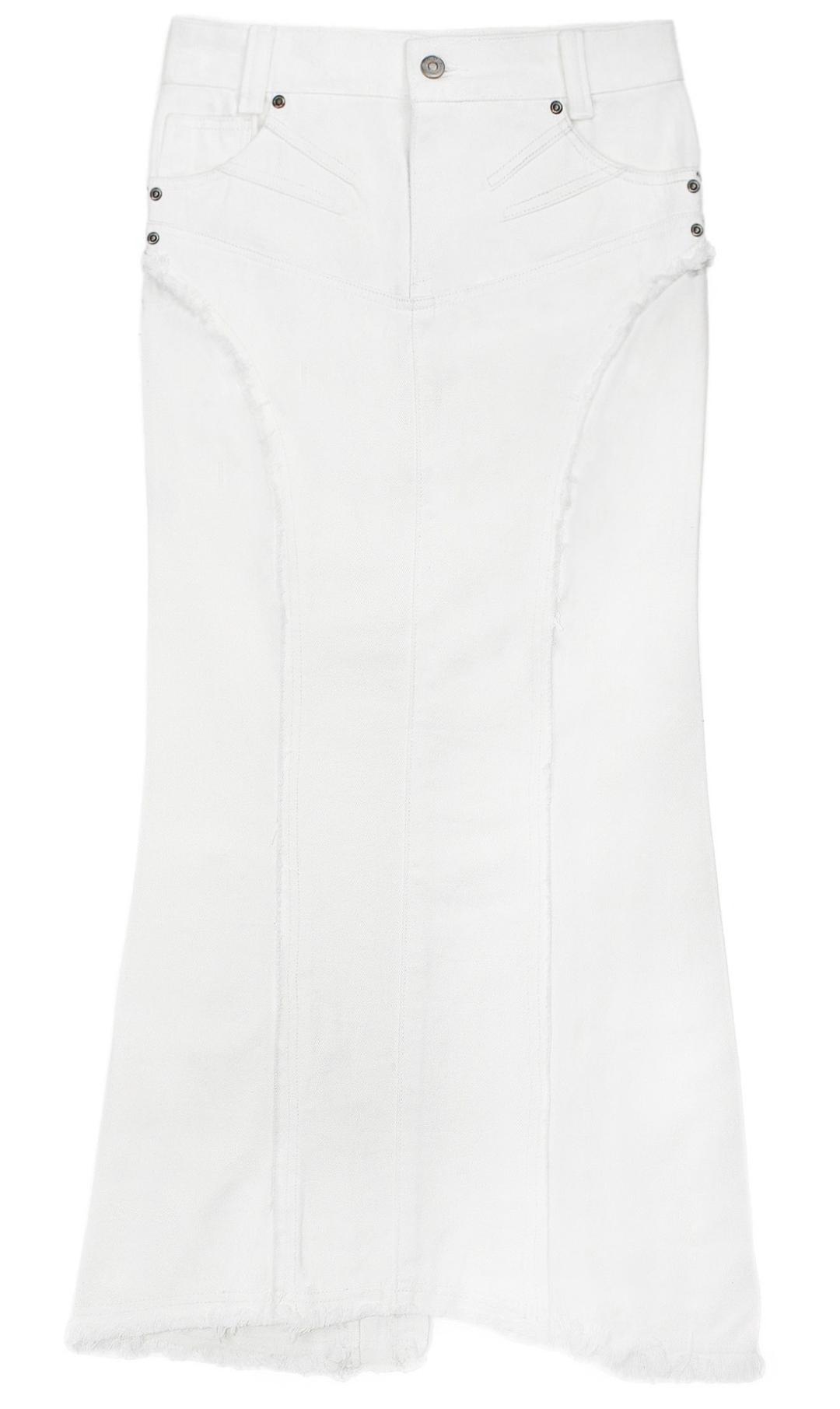 Washed denim skirt (White)