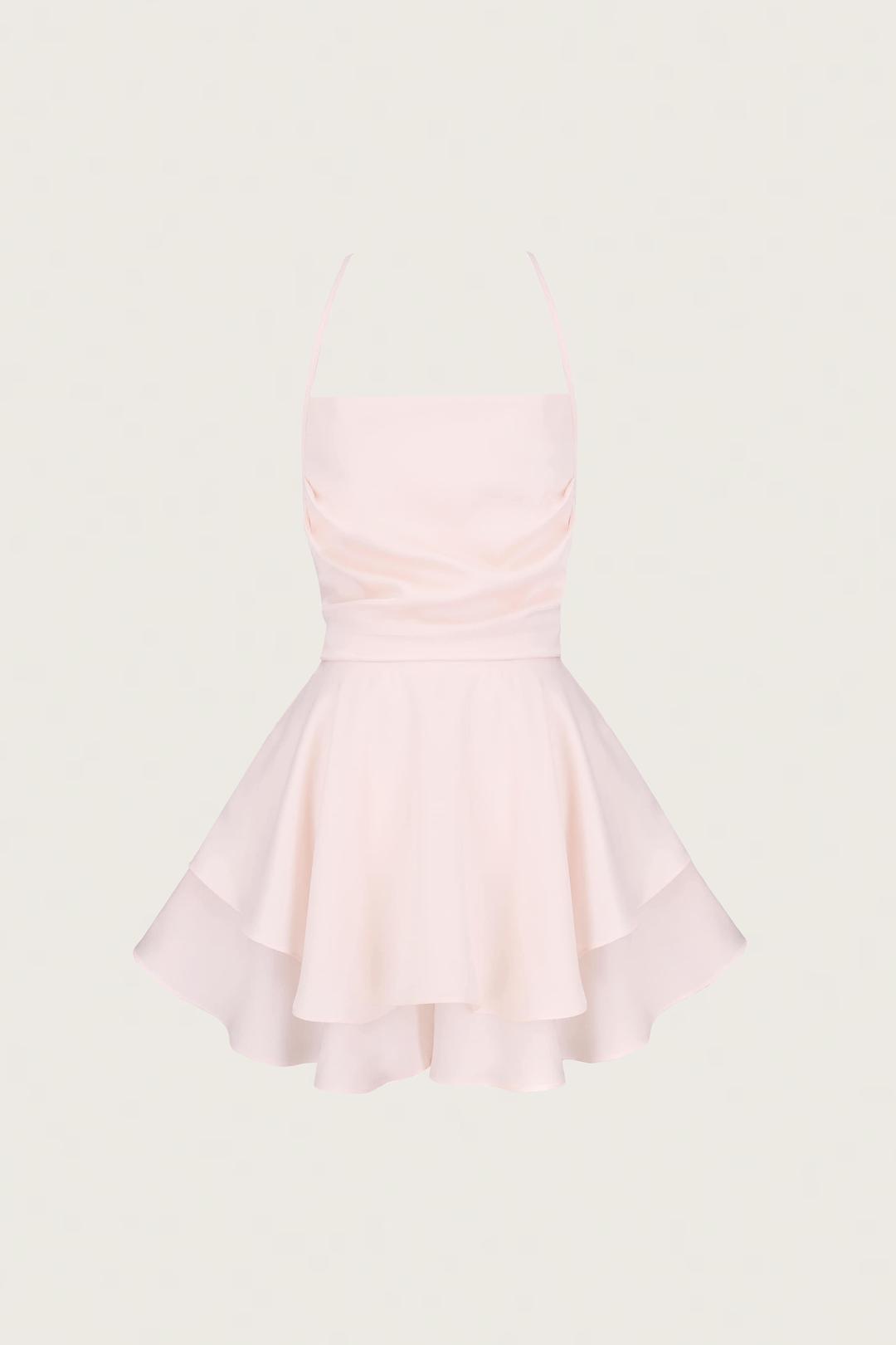 [ Pre-order ] Romantic satin flare dress, Pink