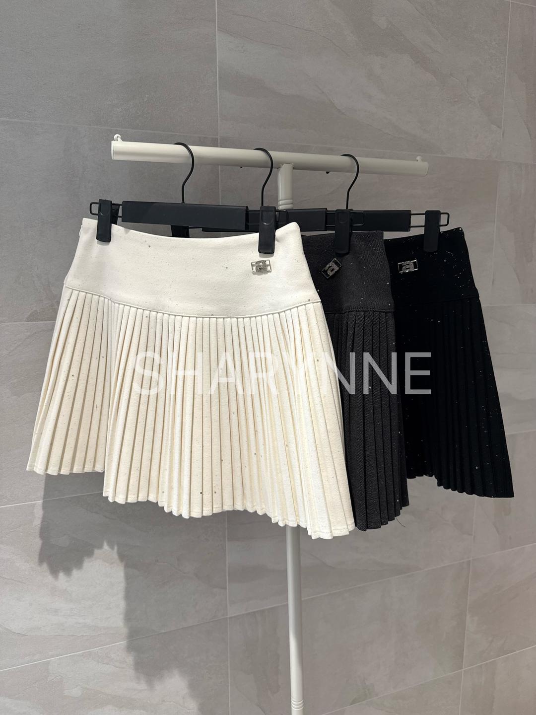 샤린느 알파 스커트 (치마바지/A/펄원단/덜짧은기장/플리츠)