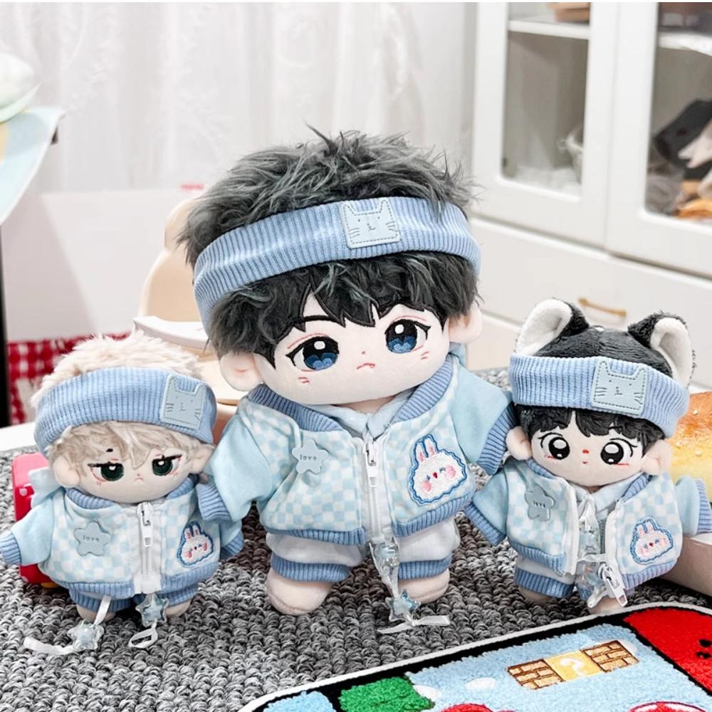 10cm 20cm 인형옷 스카이블루 체크 점퍼 세트 아이돌 솜 인형 옷