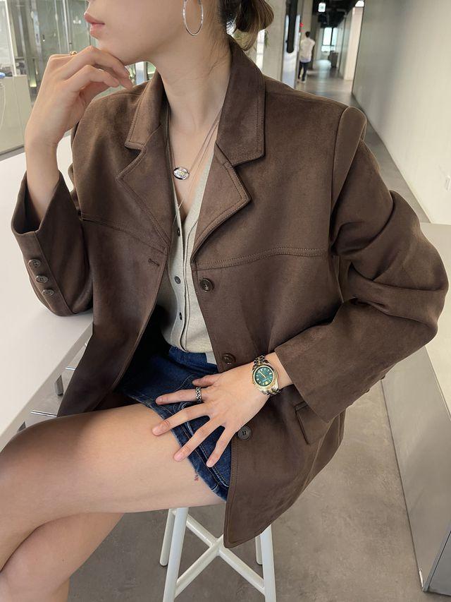 스웨이드자켓 가을 블레이저 싱글 가죽자켓