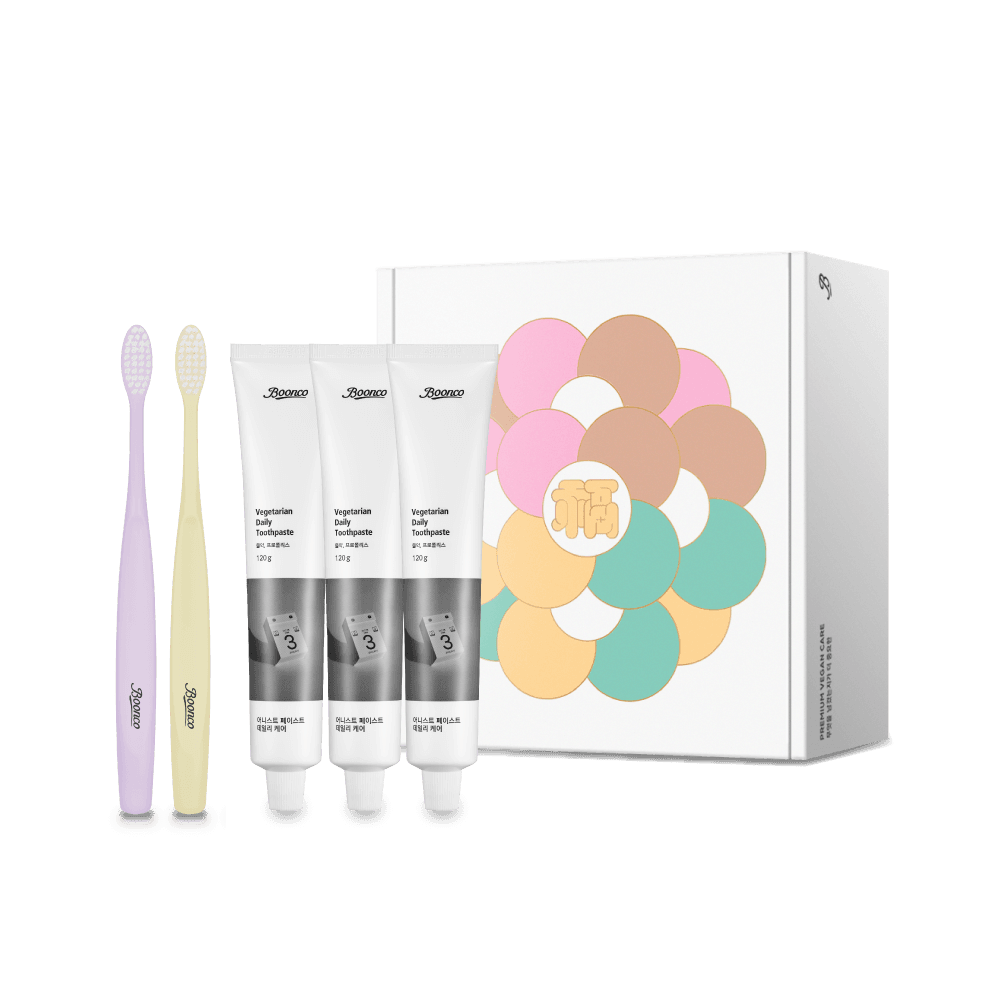 [2023 오복박스] 비건 덴탈케어 기프트세트 (오리지널 치약 3개 + 칫솔 2개)