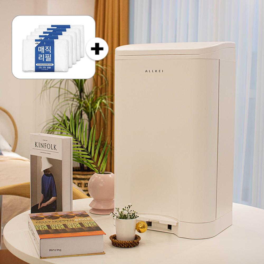 [한정특가] 올케이(29L) 듀얼오픈 냄새차단 스텐드형 휴지통+[매직리필 5매]