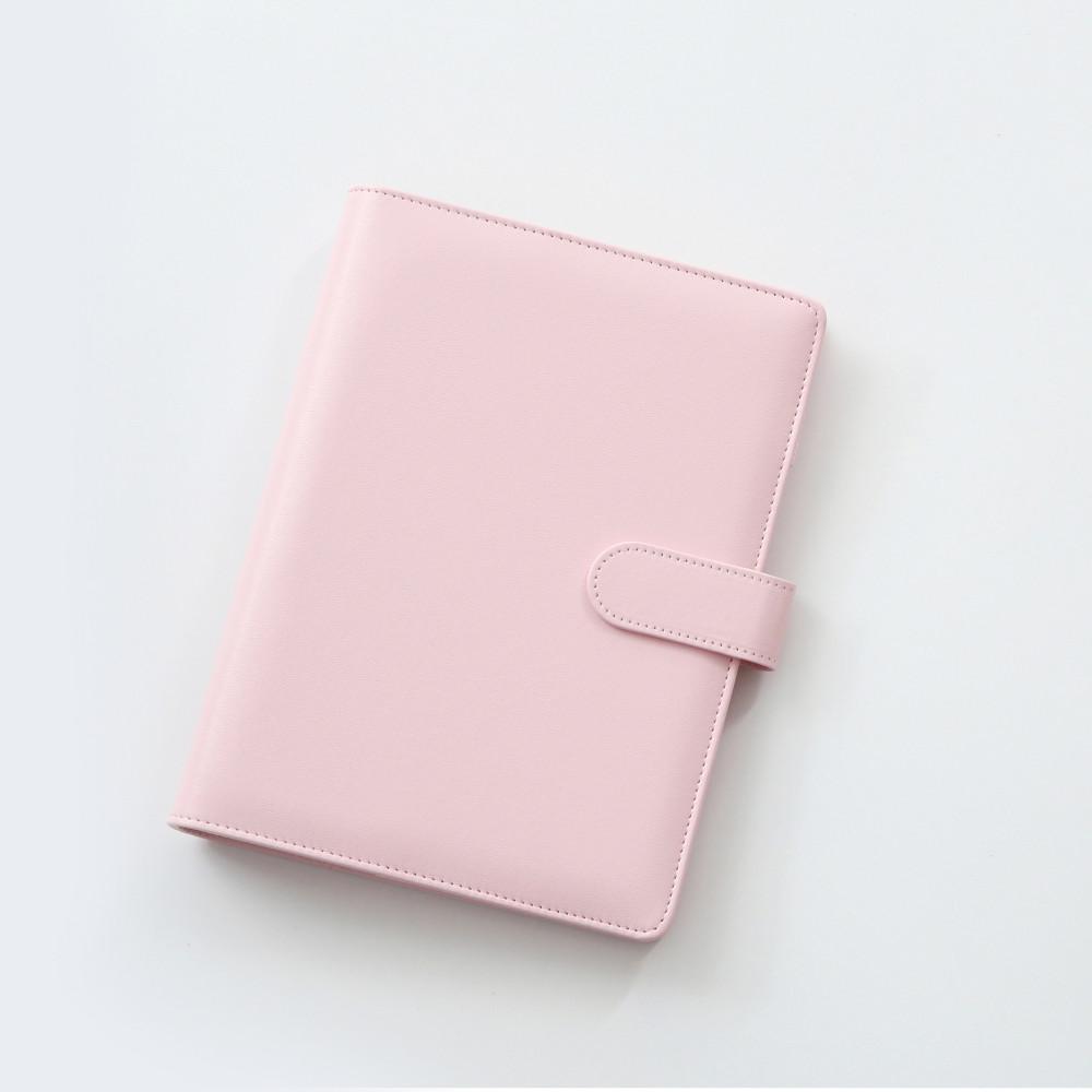 WOWSHOP 파스텔 마카롱 6공 다이어리 커버 바인더 A5 핑크