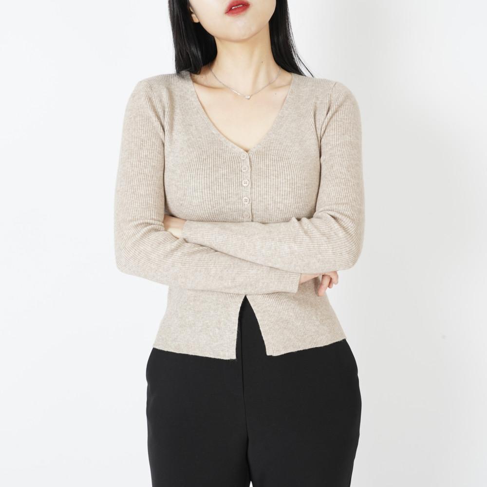 루체 버튼 가디건 슬림핏 골지티 슬림티 글램티 스판티 쫄티