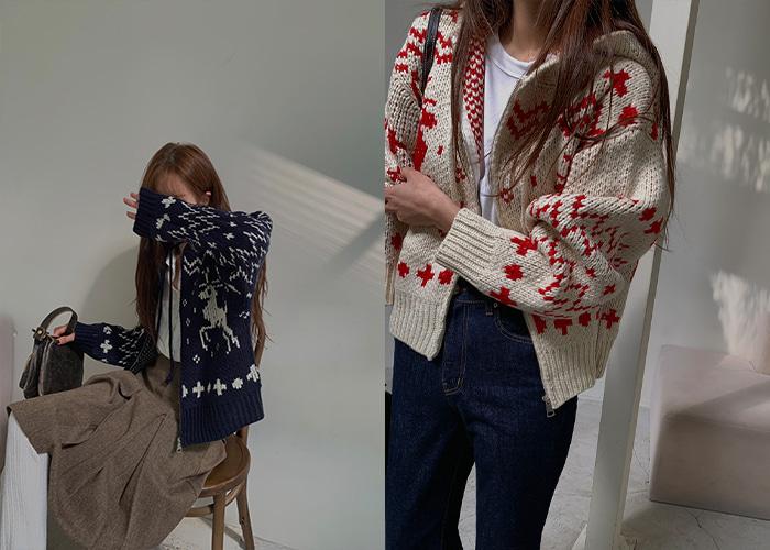 렐라 니트 후드 집업 (3colors)