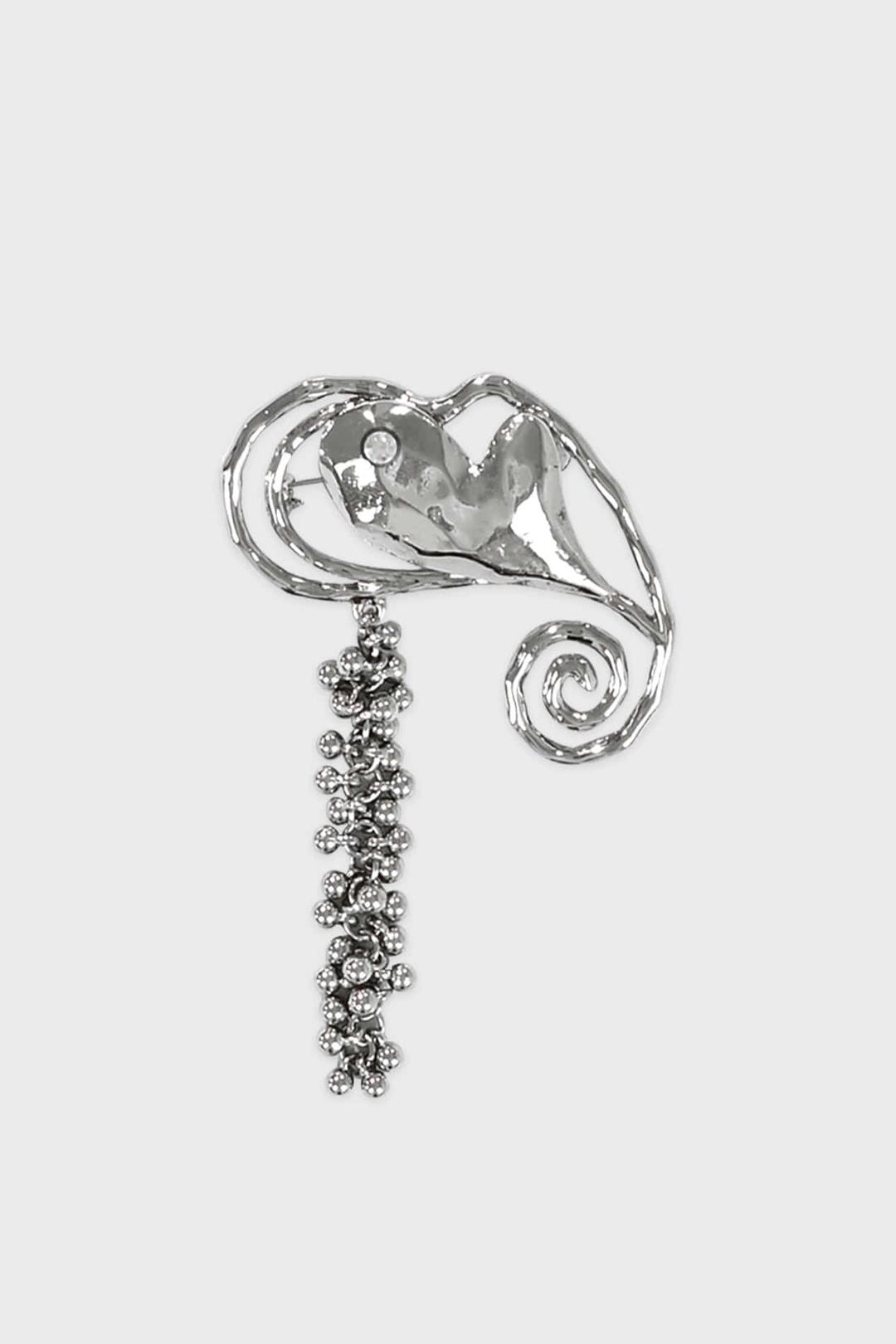 Beaded Heart Brooch (Silver)