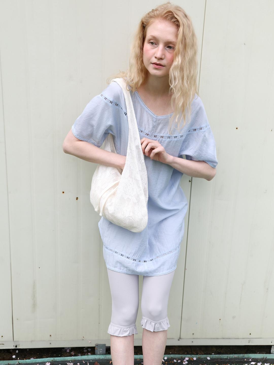 Balloon Sleeve Lace Dress - Sky Blue