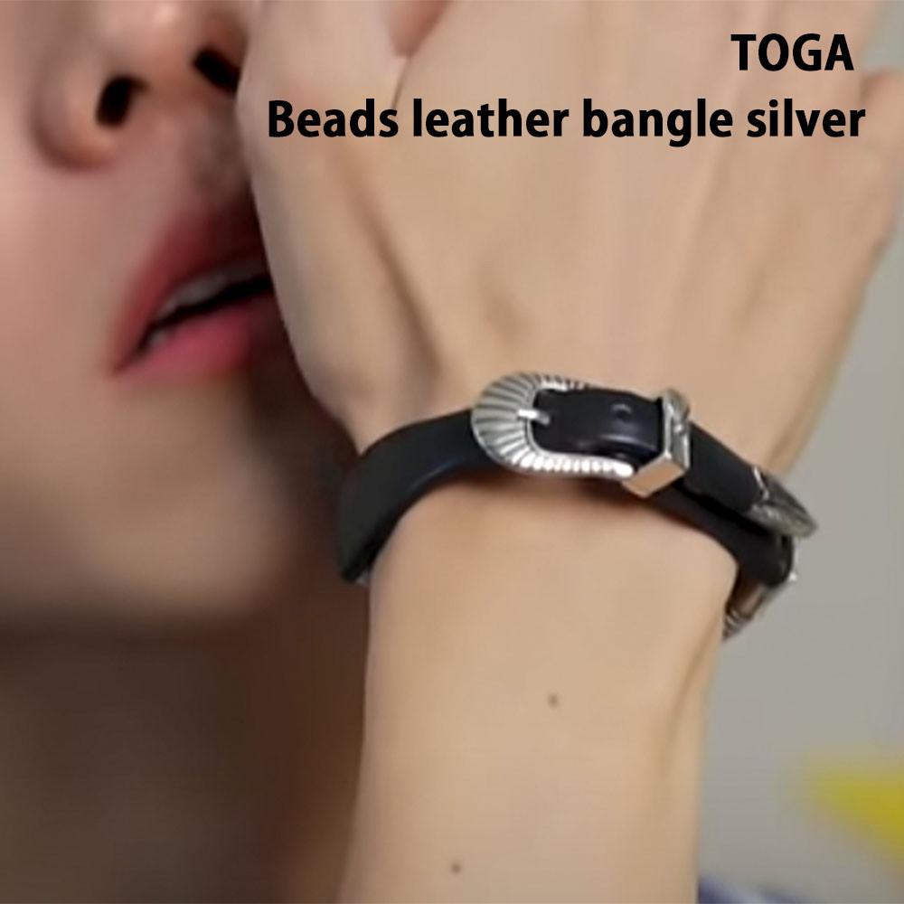 [바로발송] 토가 주우재 가죽 팔찌 TOGA Beads leather bangle silver