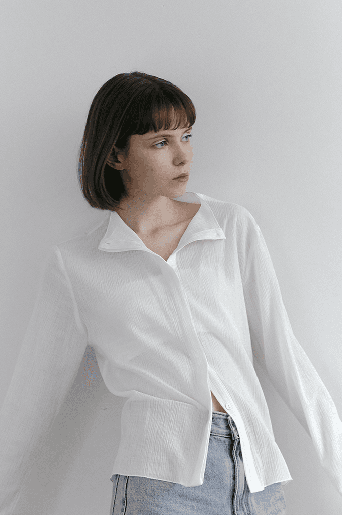 Pleats crop blouse(Ivory)