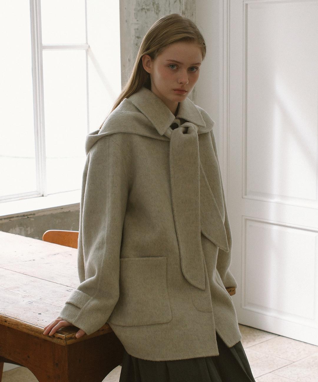 엽페 후드 타이 핸드메이드 코트_3컬러