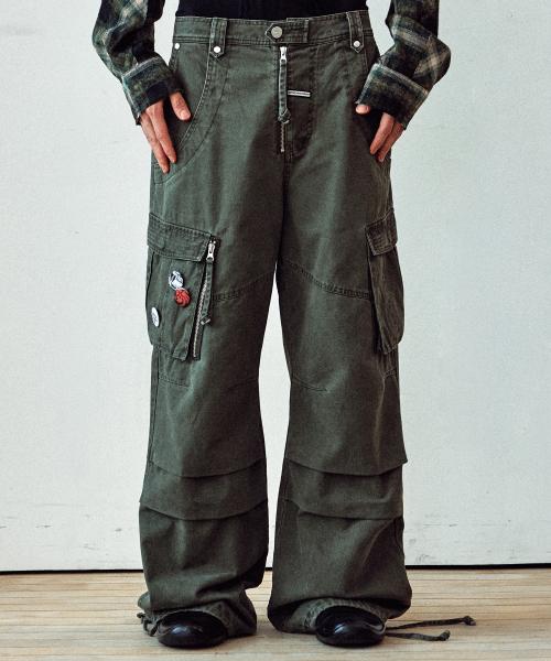WASHED MILITARY CARGO PANTS KHAKI