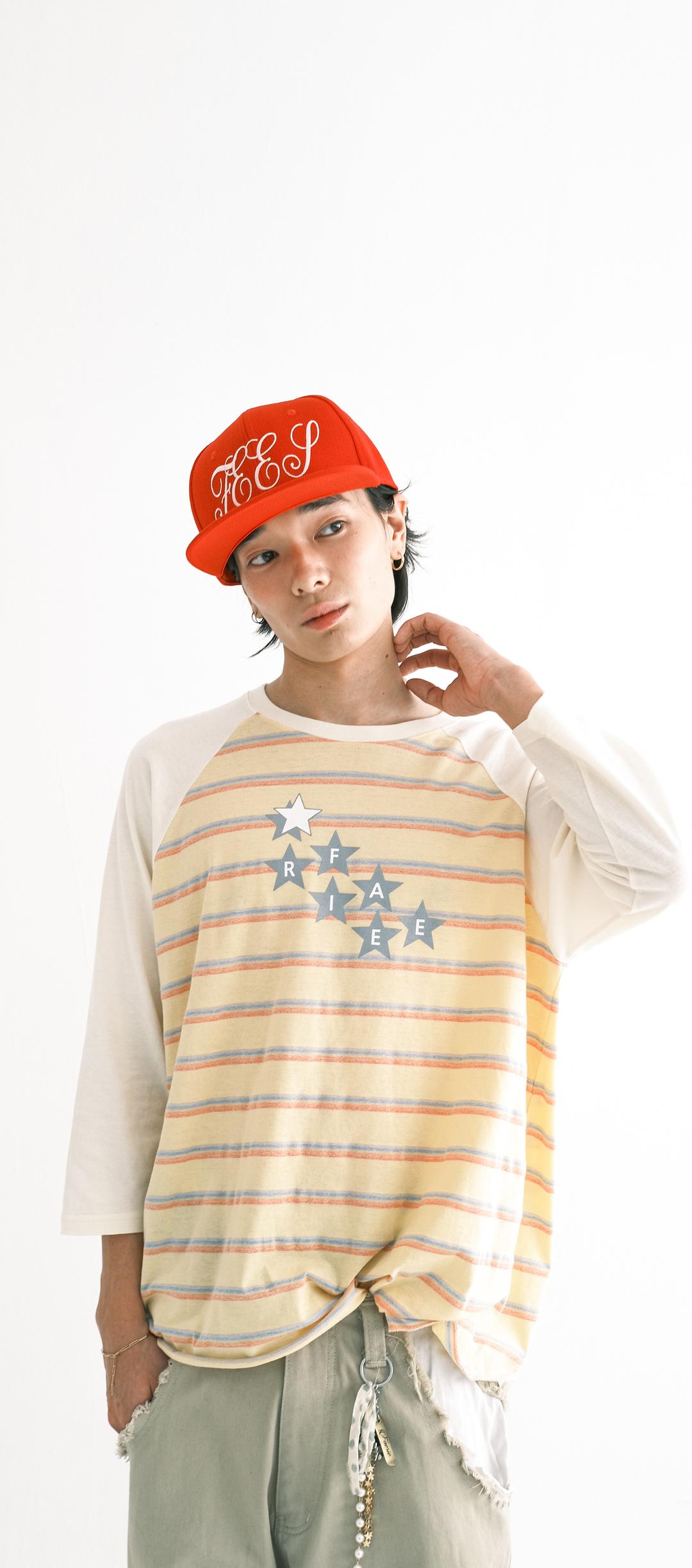 [F.E.E.S] rainbow raglan t-shirt (yellow)