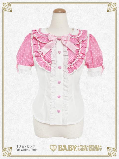Sweetheart Parfaiteria Cafe Blouse - オフ白×ピンク White×Pink
