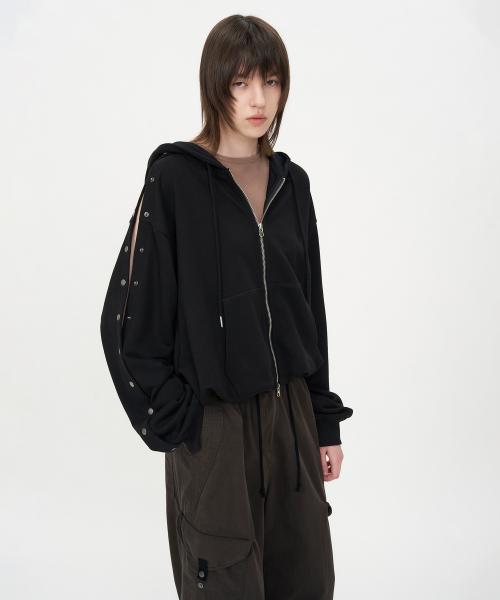 스냅 디테일 후드집업 BLACK
