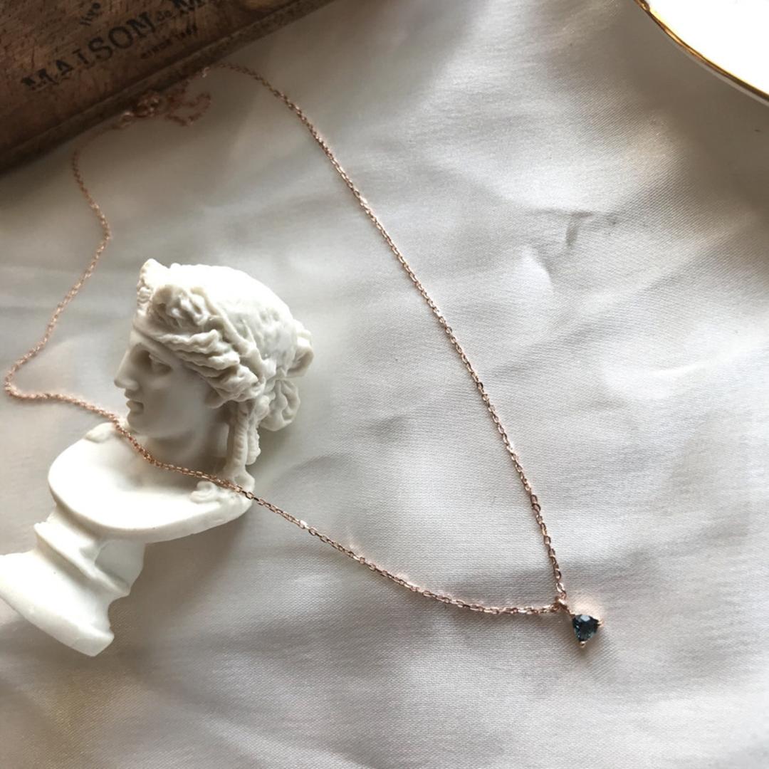 Acer rojo 실버925 천연 런던블루 토파즈 핑크골드 심플 데일리 목걸이