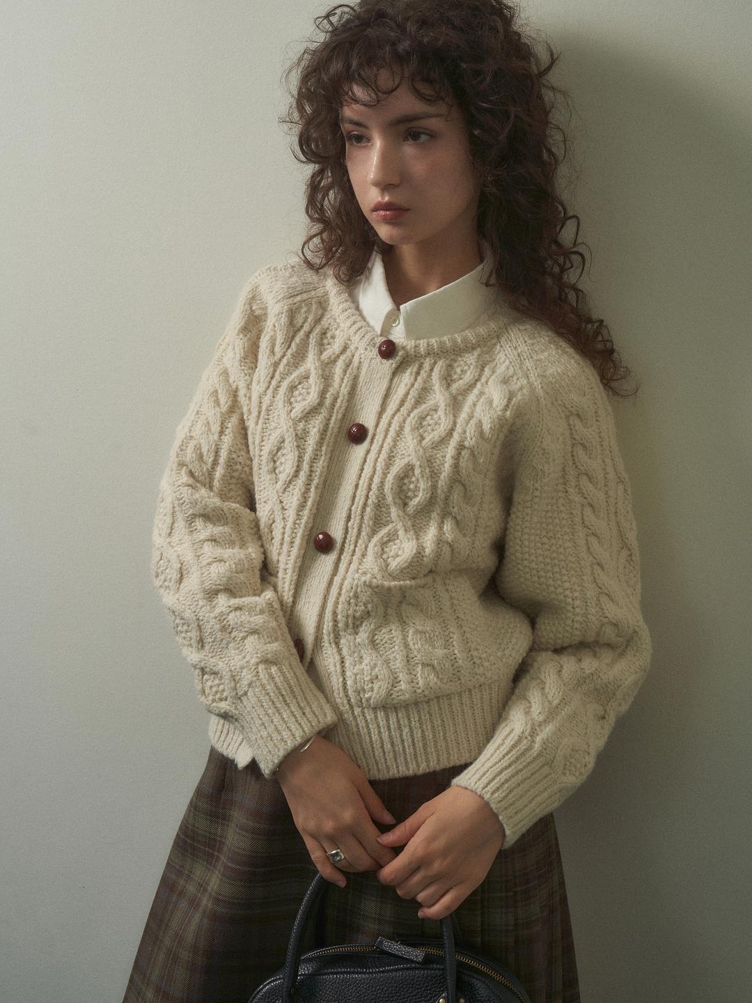 (-20%) CREAM TEA CABLE CARDIGAN [ Cream ]