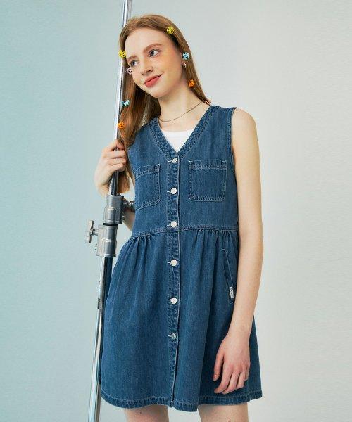 [POP] 여성 M톤 슬리브리스 V넥 원피스