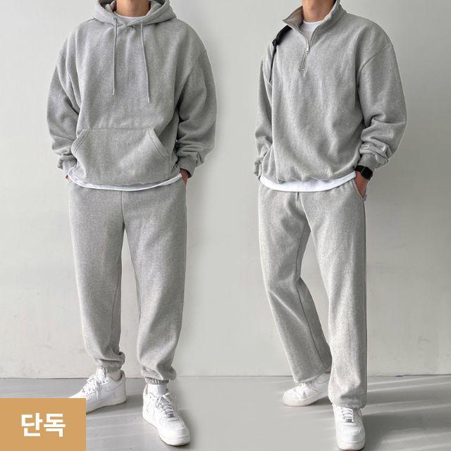 [5,000원 쿠폰 할인] [SET코디가능] 탄탄 에센셜 무지 맨투맨 반집업 후드 후드집업 조거 와이드 카고와이드 원턱와이드 반바지 팬츠 트레이닝 세트 츄리닝 스웻 셋업 고퀄리티 100% 국내생산 빅사이즈 M XL 2XL 4XL