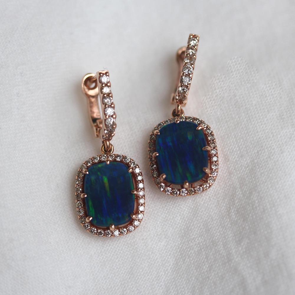 antique black opal drop earrings