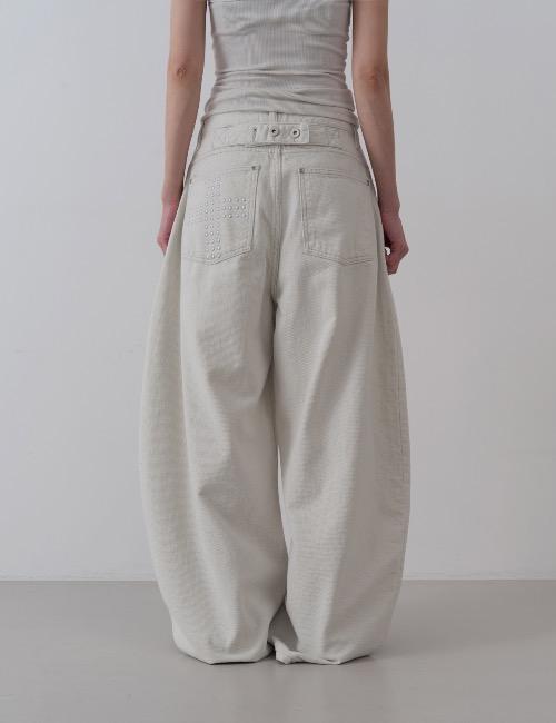 pocket rivet cross wide pants