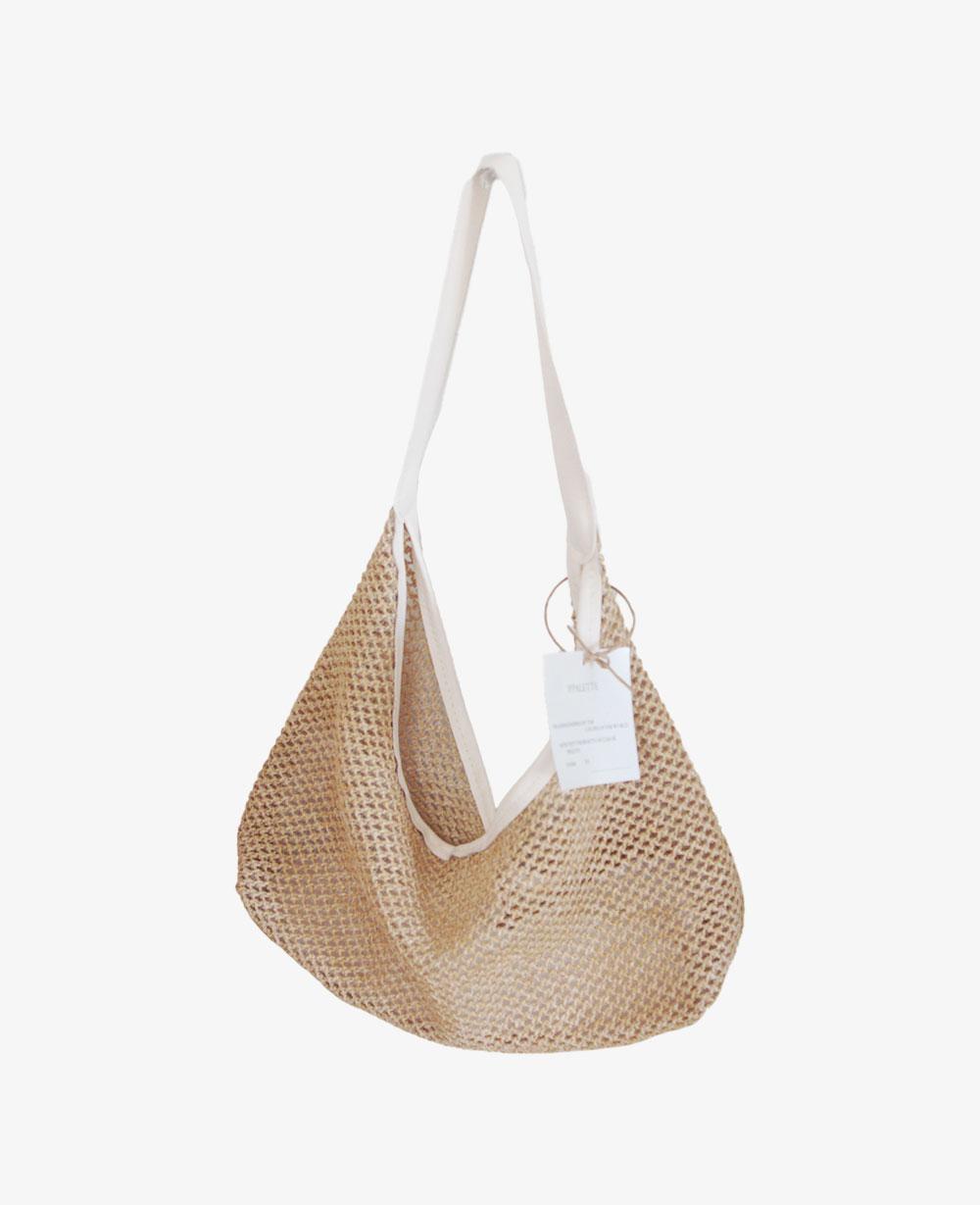 Rattan shoulder bag cream