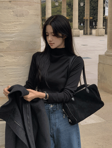 베니토 [목짧아도OK/답답함🙅🏻‍♀️/소프트쫀득핏🧀/1천장돌파][made] 말랑터치 소프트 반목 폴라 티 (가을/간절기/신상/데일리/데일리룩/출근룩/데이트룩/소프트/쫀득핏/반목/폴라티/이너템)